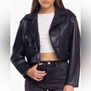 Blank NYC Black Cropped Leather Jacket